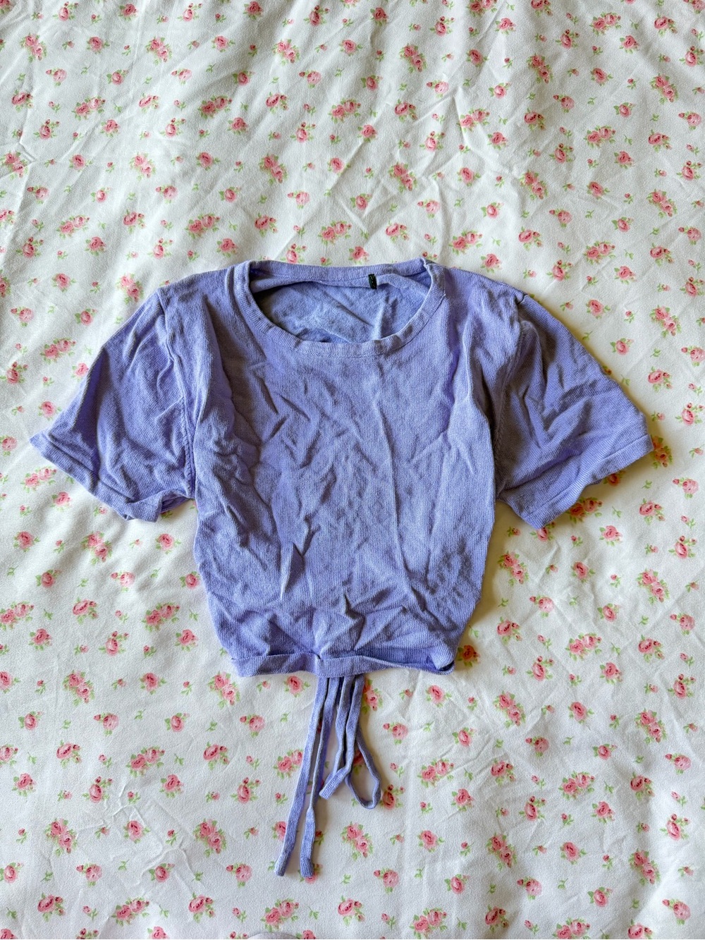 & Other Stories Lavender Tie-Front Crop Tee